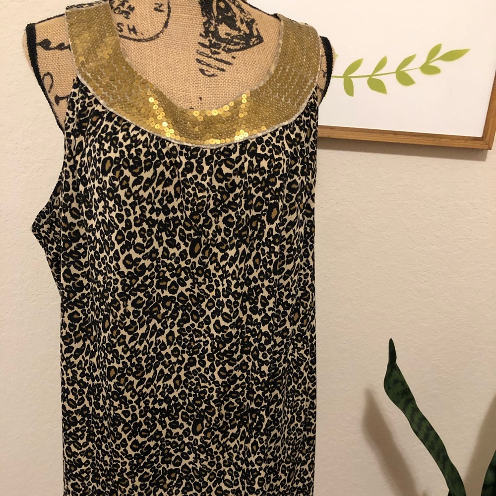 Torrid Cheetah Print Tunic gold trim detail
